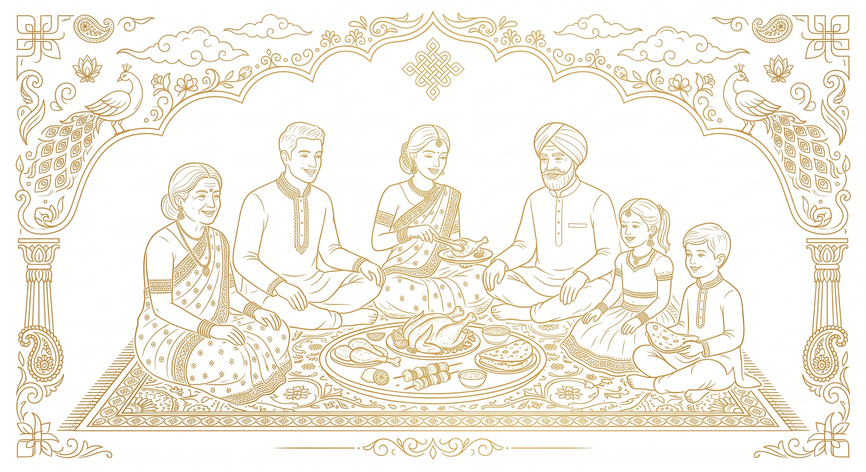 Indian family sharing a meal together
